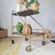 Vintage 1950s dessert bar - Gold metal and wood formica trays