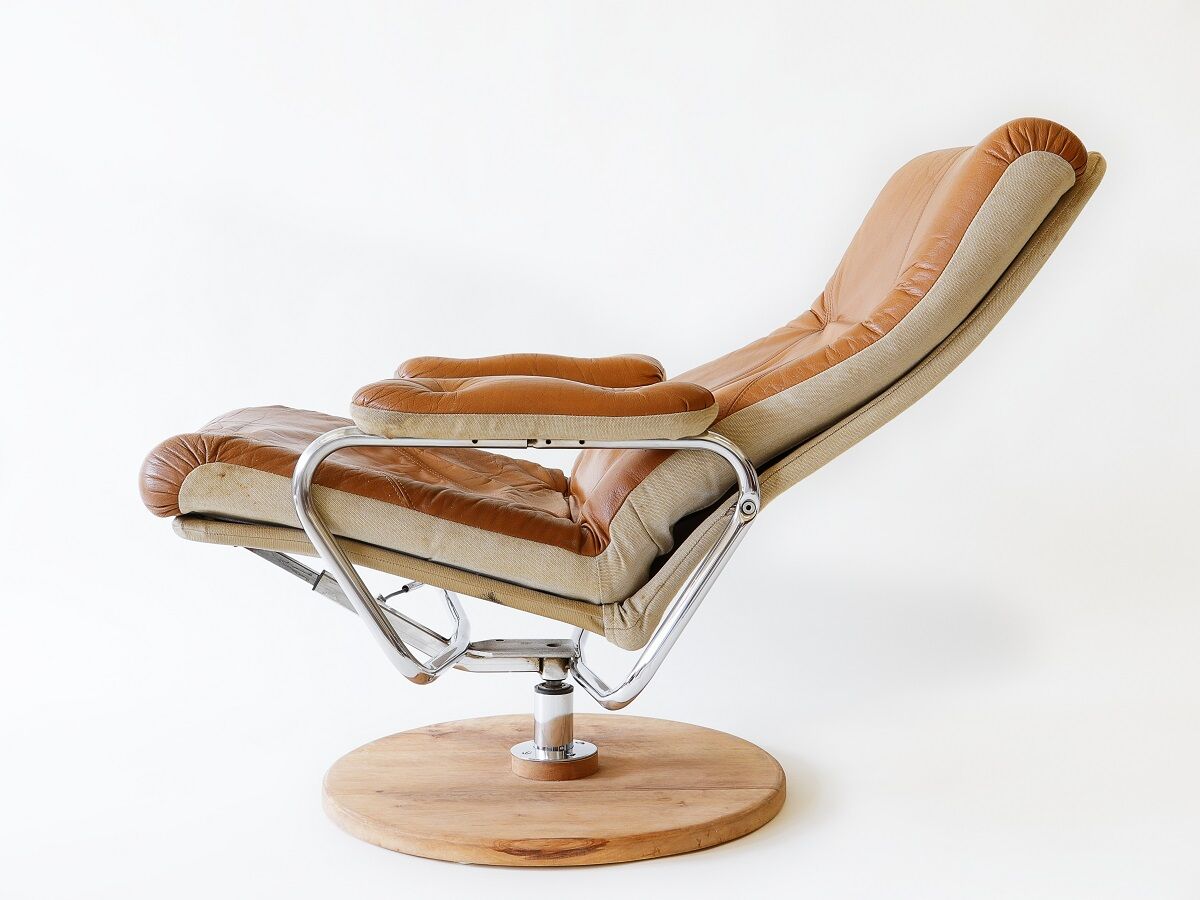 Leather armchair, chromed design, Germany,70
