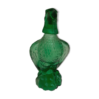 Green glass bottle eagle shape empoli style