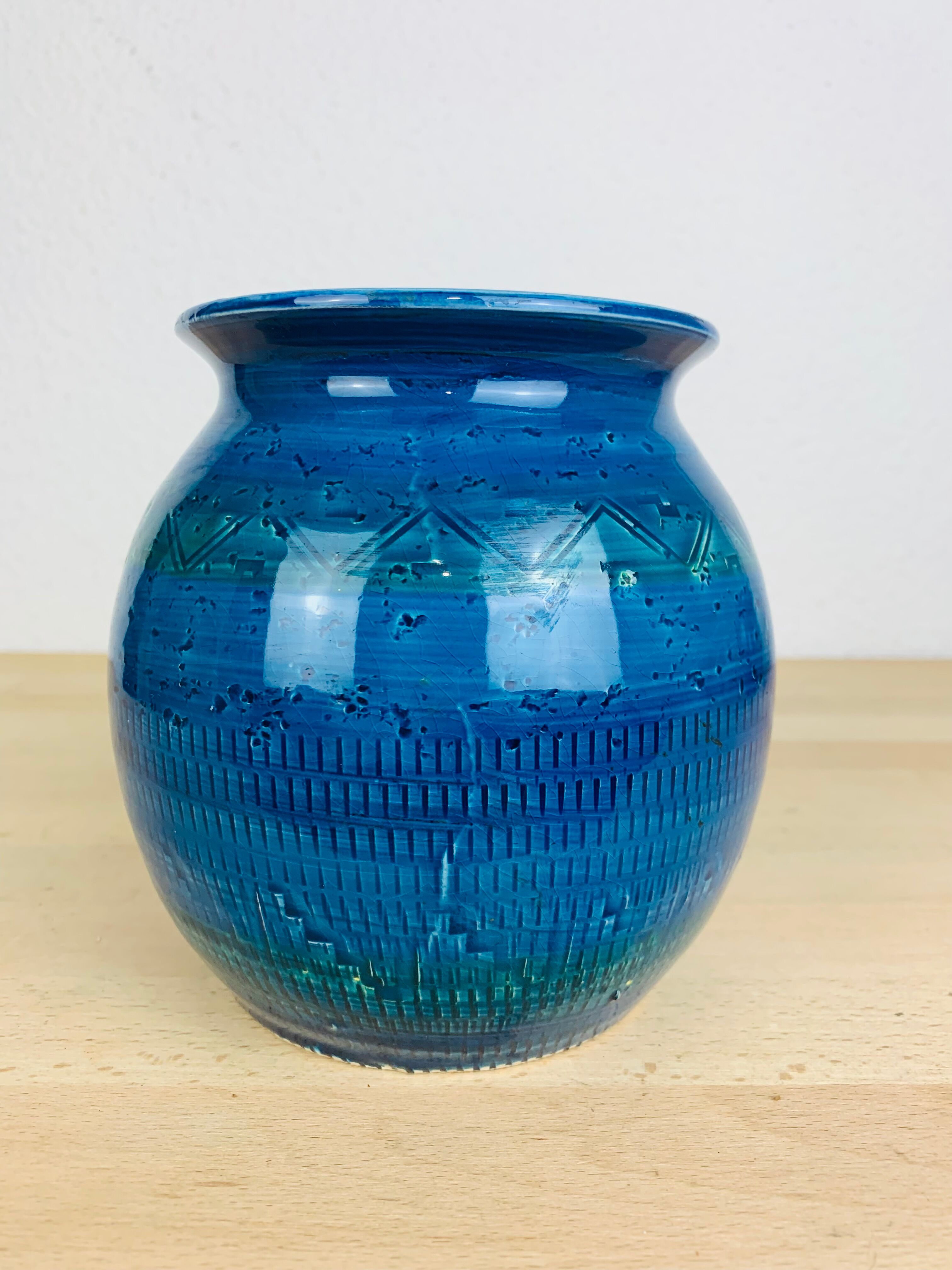 Ceramic vase Rimini Blue Aldo Londi for Bitossi
