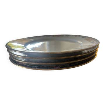 Lot de 4 assiettes en véritable porcelaine de Limoges – marquage ULM F