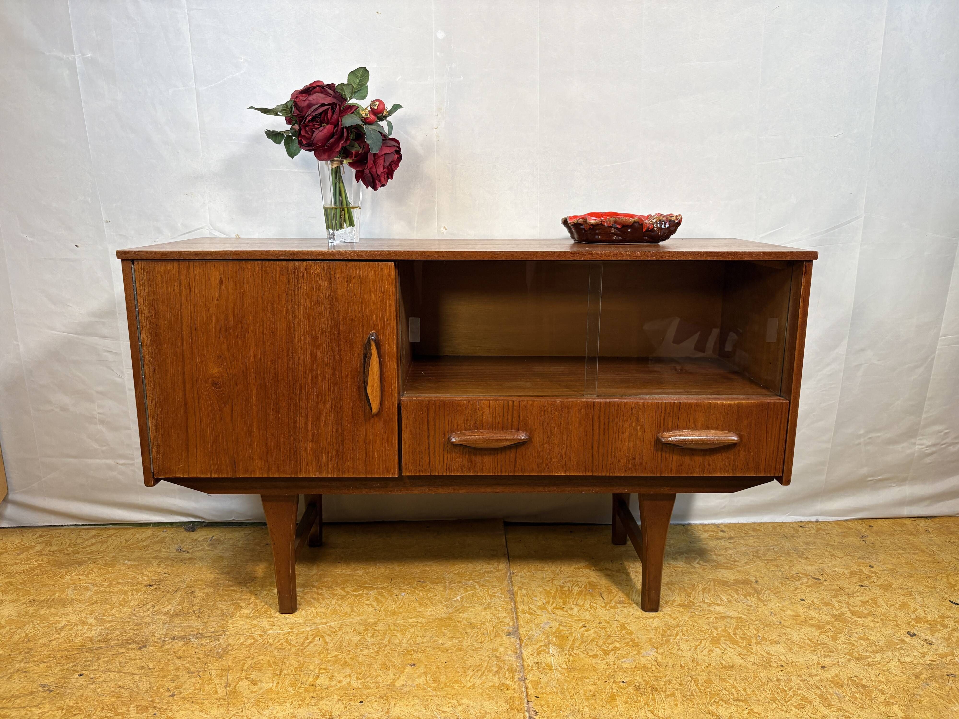 Mid-Century Retro Vintage Teak Small Sideboard by Jentique 1960s  Sliding G