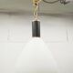 Mid-century suspension, brass, striped glass.