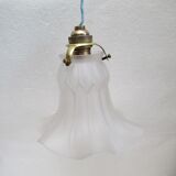 Old suspension lampshade frosted glass paste, claw and socket