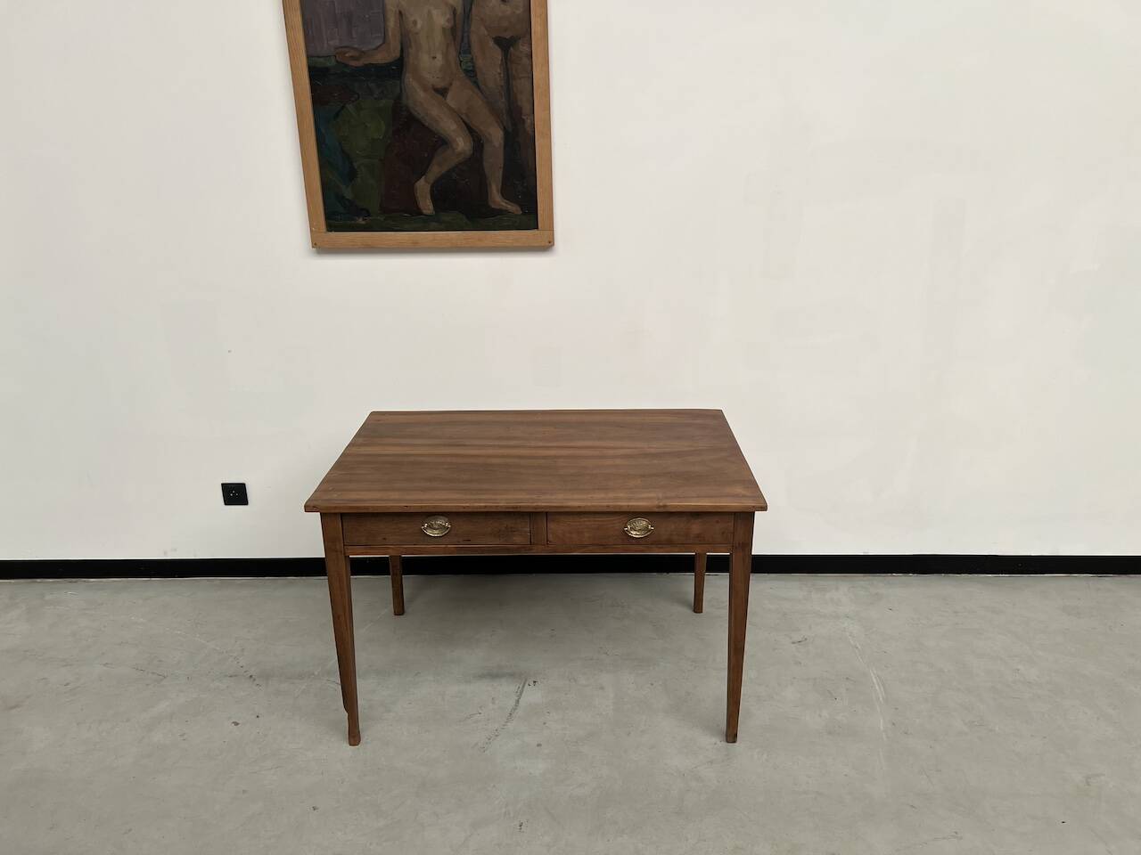1900 solid walnut desk with two drawers