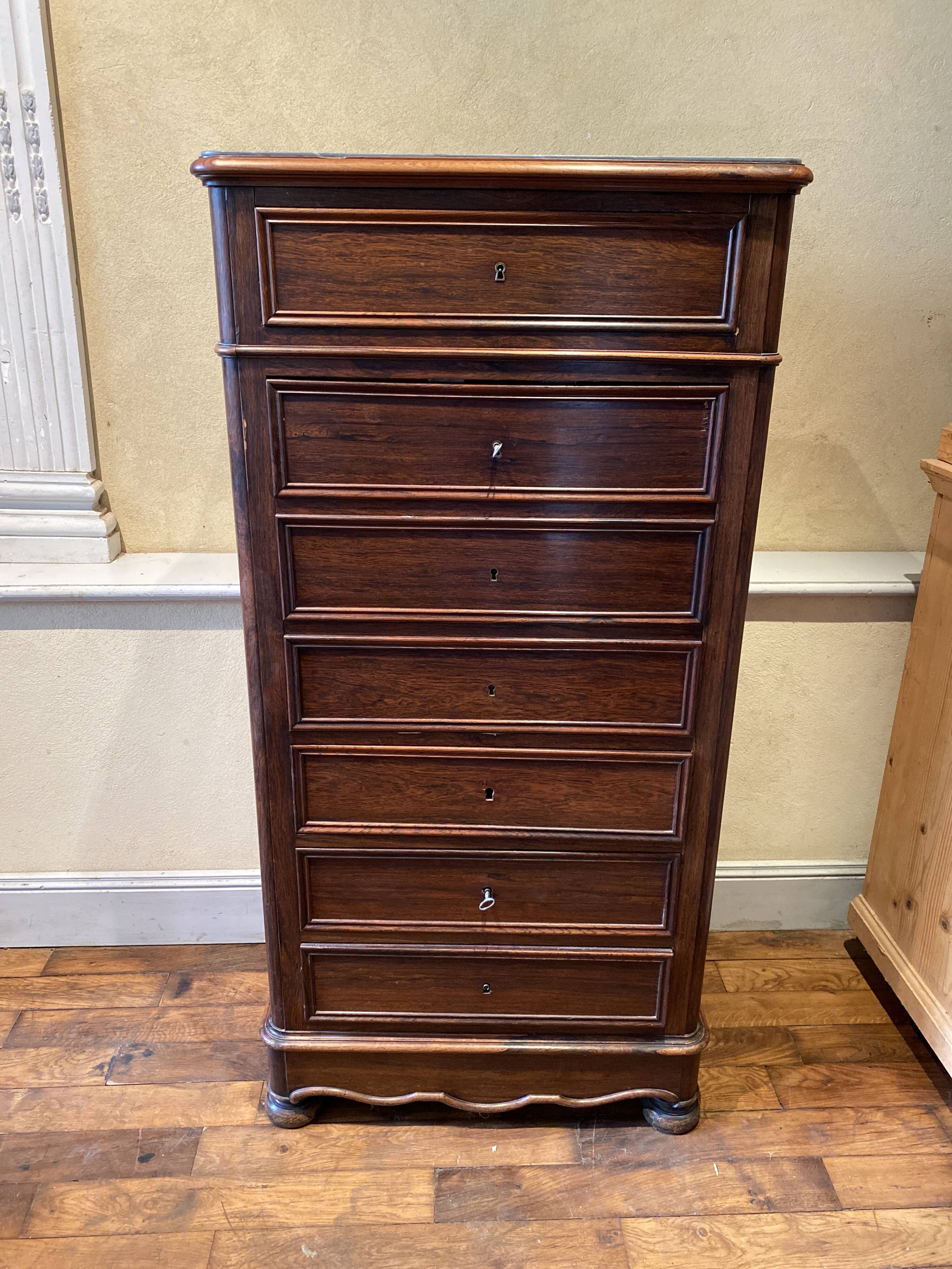 Secretary semainier in mahogany veneer