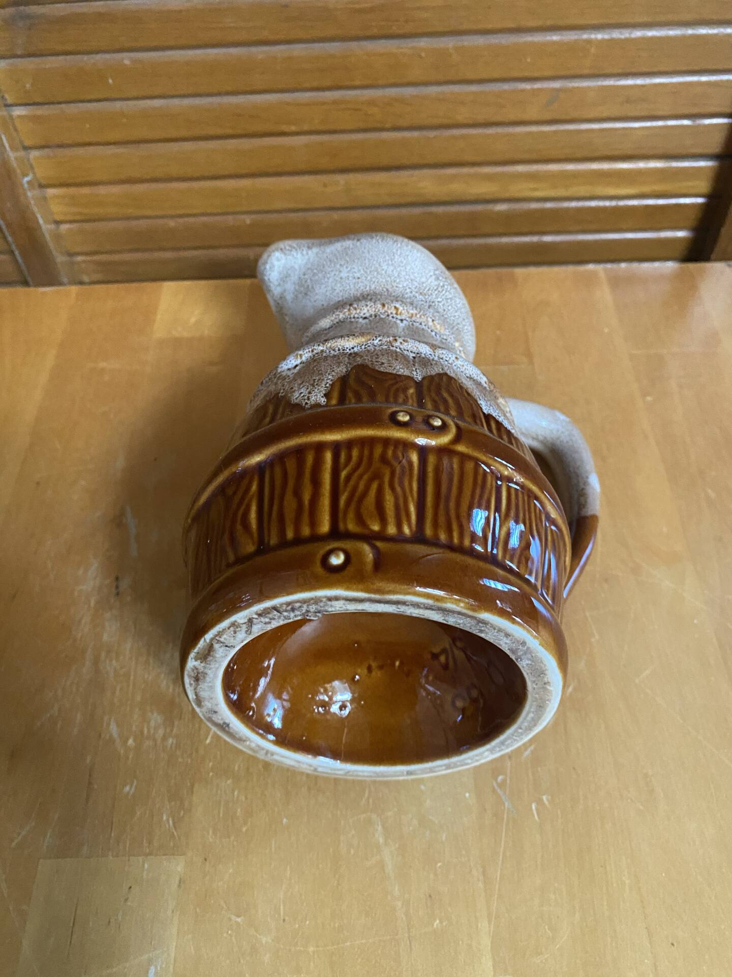 Vintage revol barrel-shaped flamed ceramic jug 3/4 litre