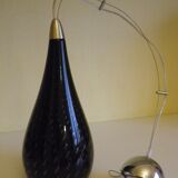 Suspension signed Vianne, inverted drop in glass lined black nuanced and purple interior