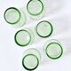Set of 6 antique green blown glass goblets with fine fluting.
