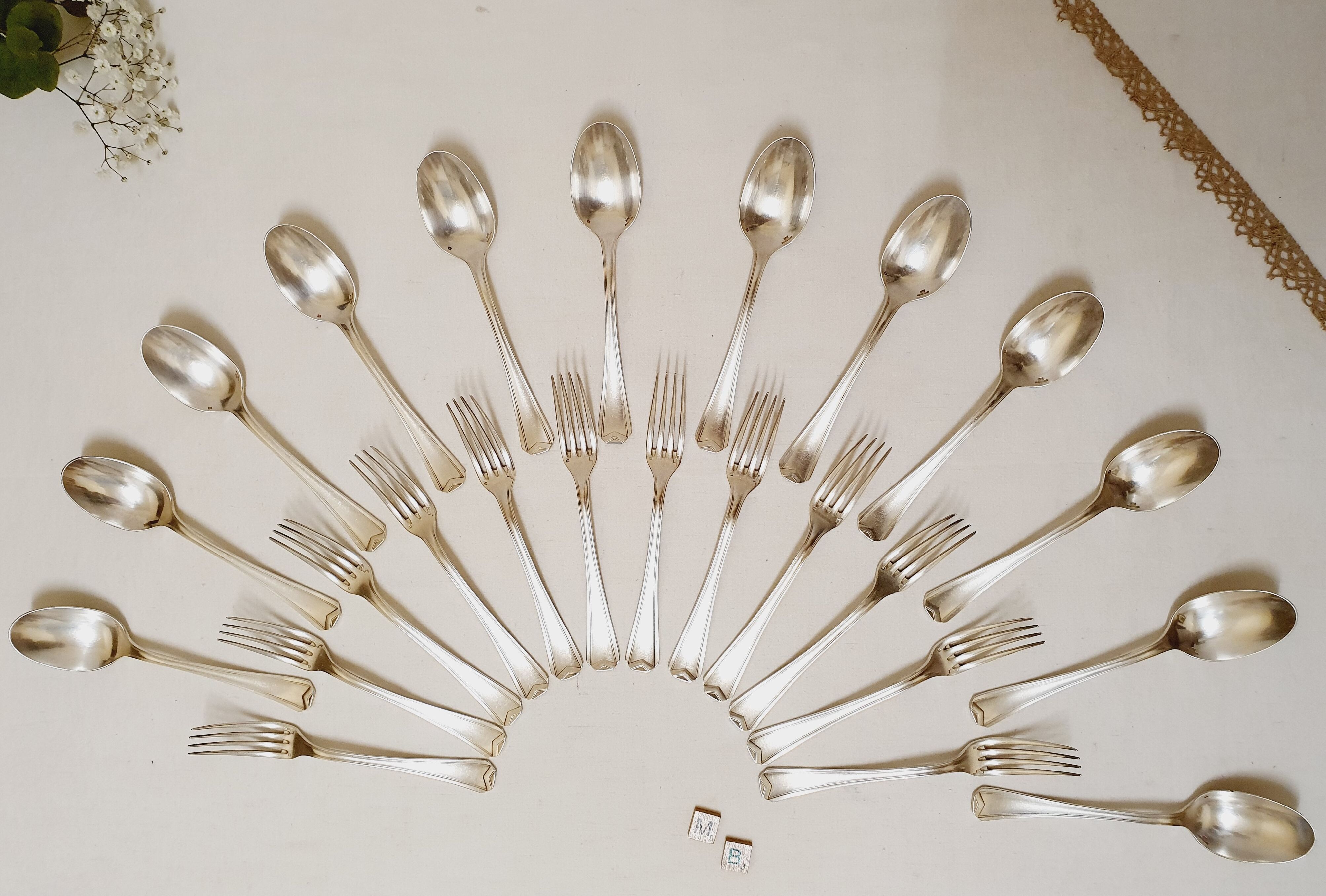 24 silver metal cutlery Christofle Art Deco