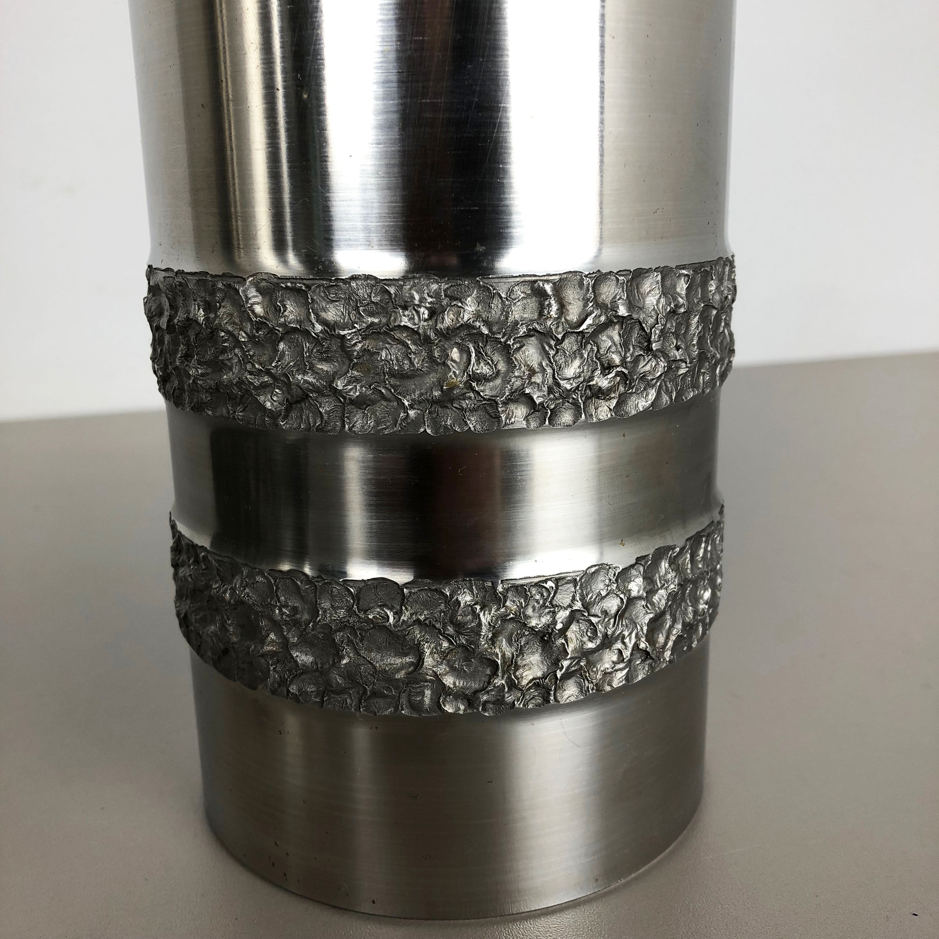 Set of 2 modernist vintage sculptural brutalist steel vases, Germany 1970s