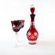 Crystal carafe with glasses in burgundy, European Art Deco style barware set