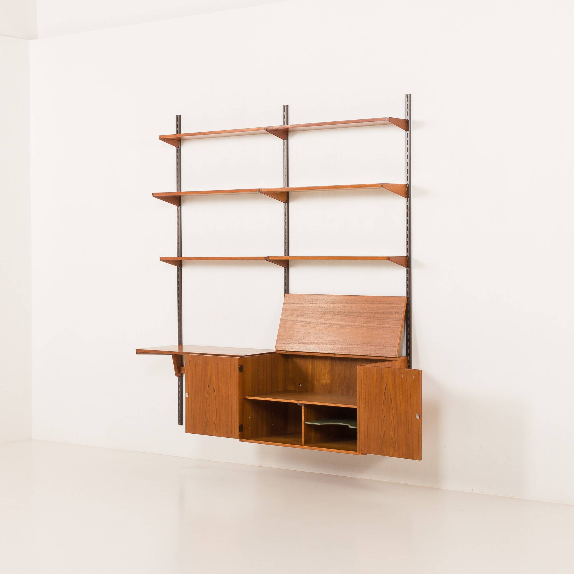 Kai Kristiansen home office shelving unit in teak for FM Mobler, 1960s
