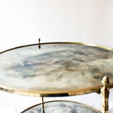 Table d'appoint en laiton et verre fumé