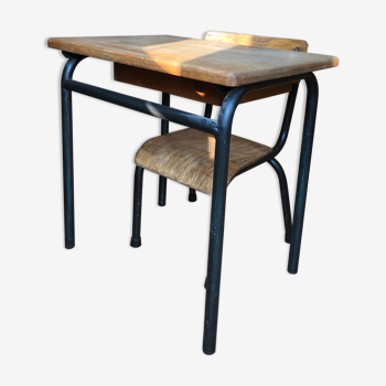 Table d’écolier vintage avec chaise