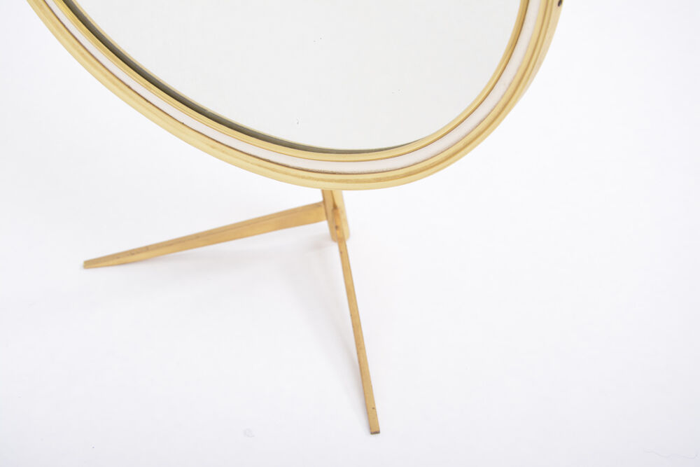 Miroir de Table Ovale Mid-Century Moderne en Laiton par Vereinigte Werkstätten