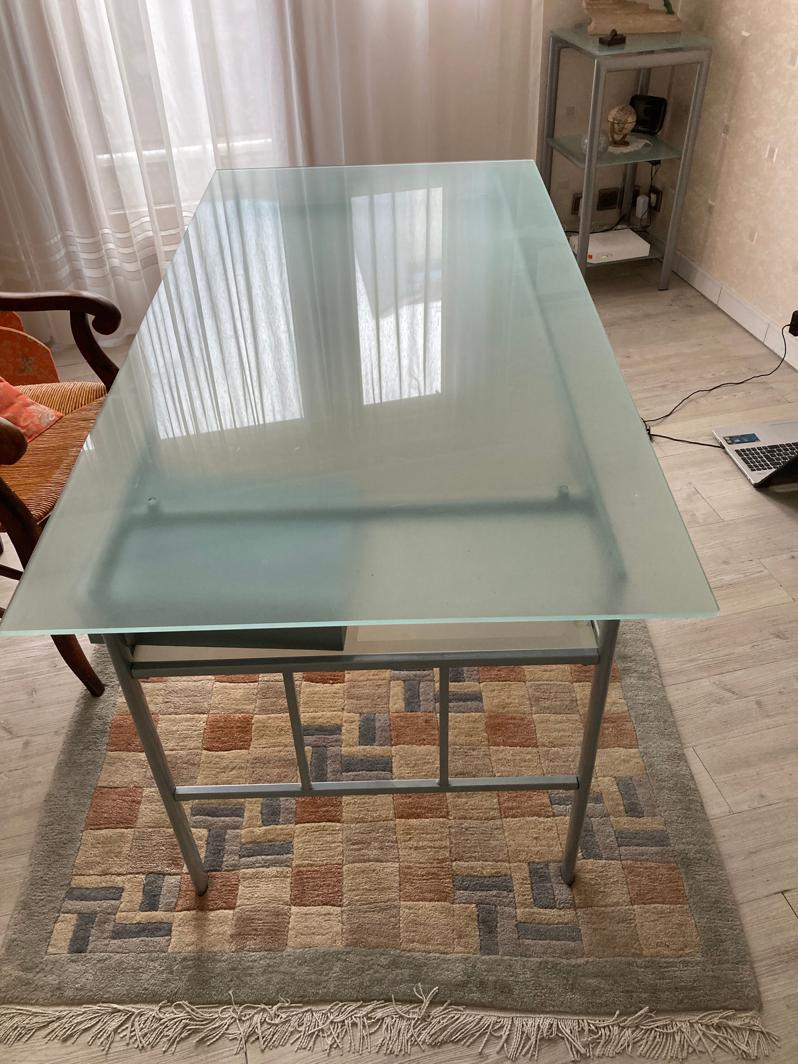 Modern glass and metal desk