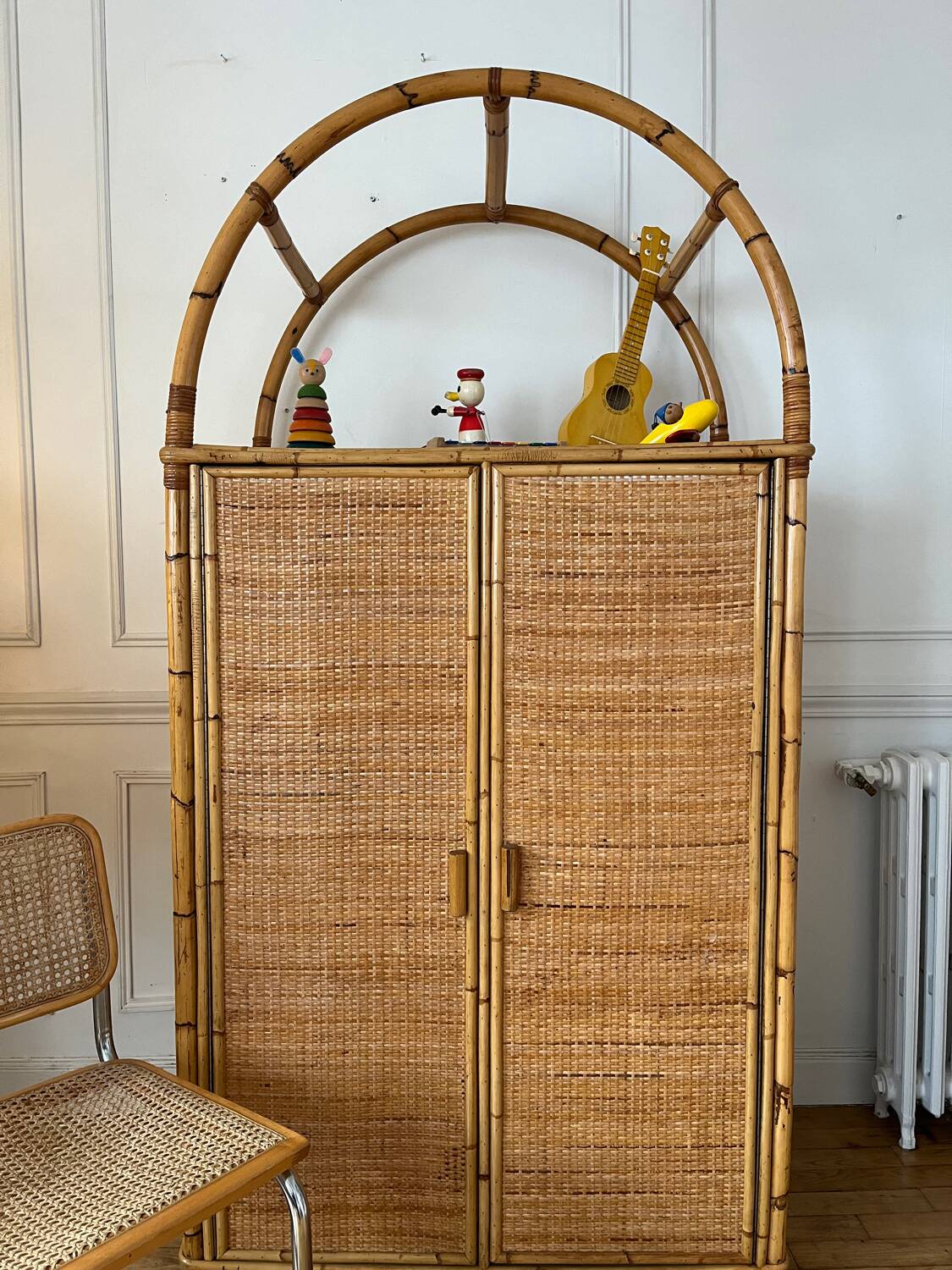 Vintage rattan wardrobe