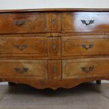 Louis XV period curved chest of drawers in elm and marquetry fillets circa 1750