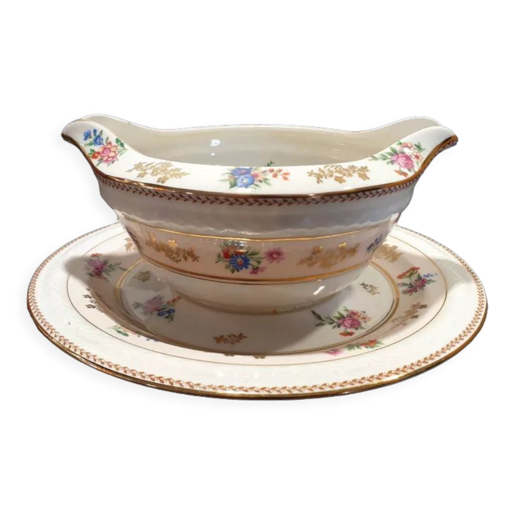 Saucière En Céramique Blanche Avec Soucoupe - Porcelaine Fine Micro-ondes & Lave-vaisselle
