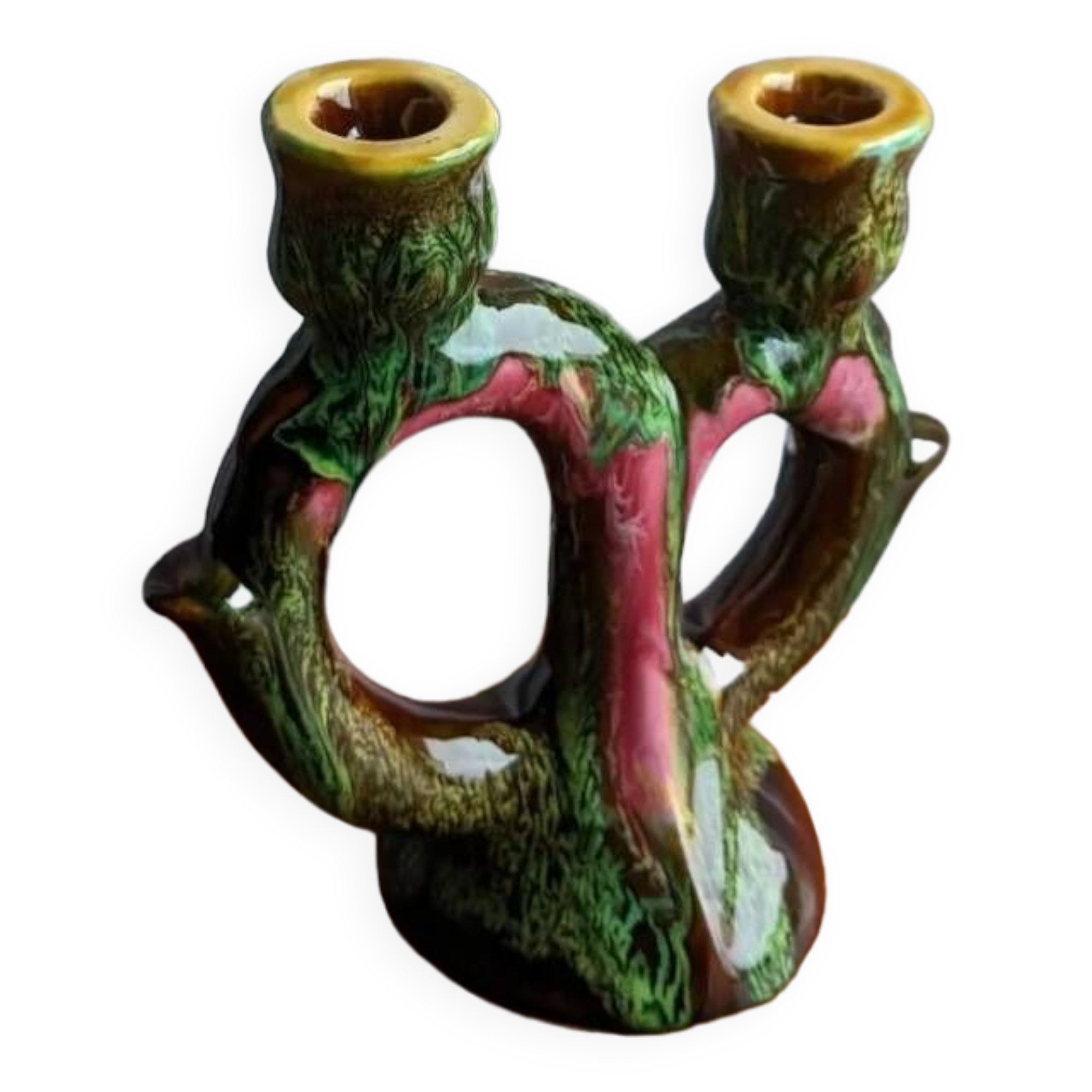 Glazed ceramic candle holder