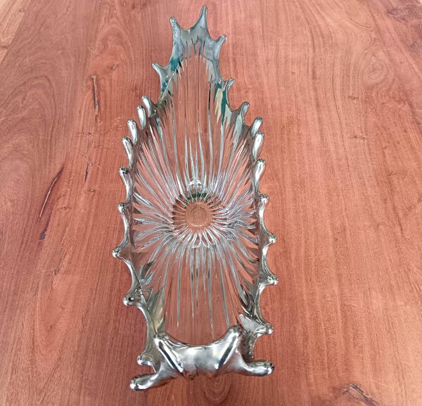 Coupe à fruit argentée vintage, style bayel, argenté