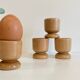 4 vintage turned wooden egg cups