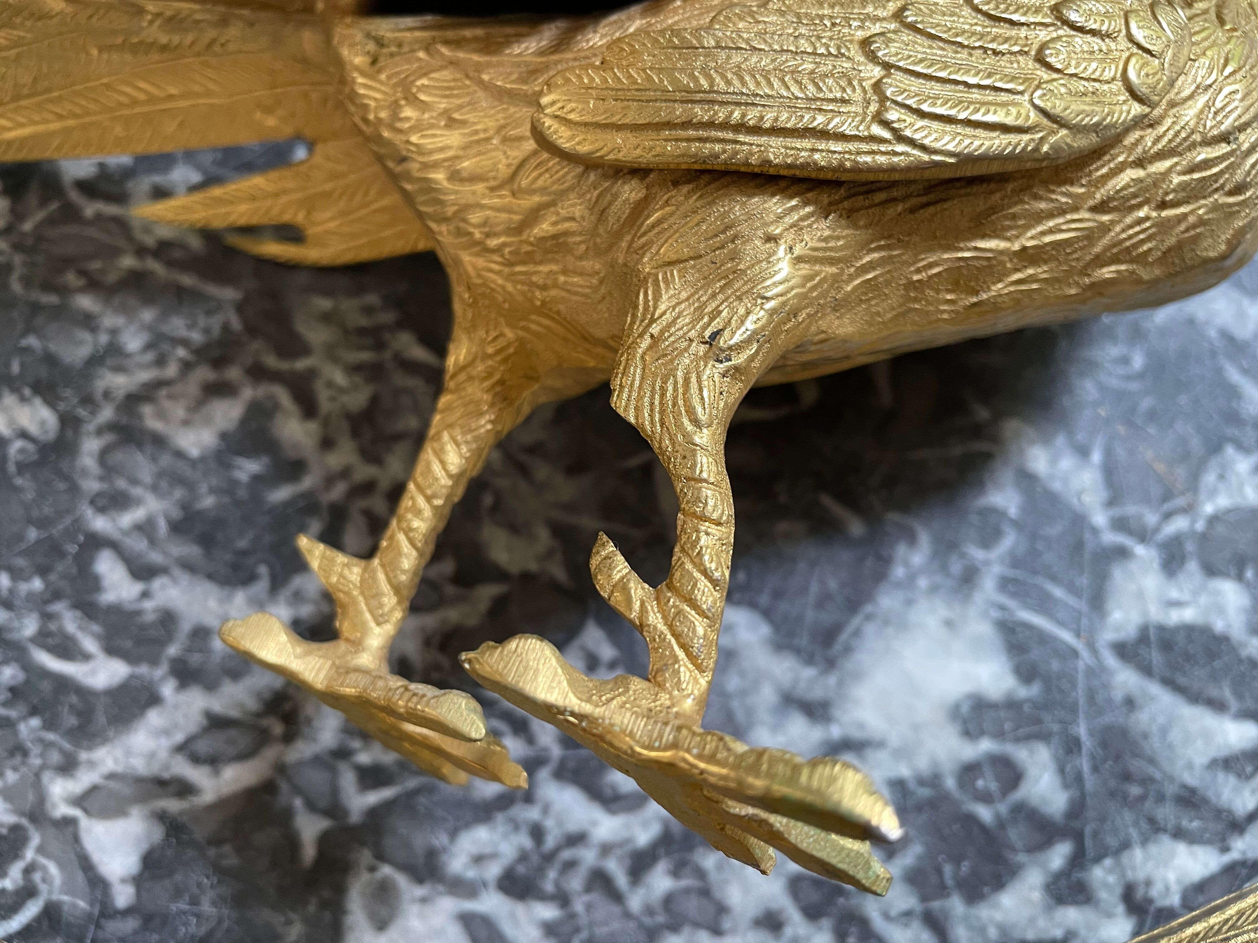 Couple de faisans en bronze doré début XXème