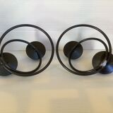 Pair of brutalist black metal candlesticks