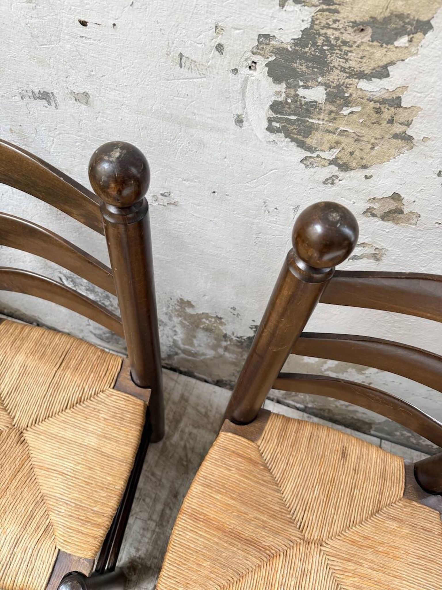 Straw chairs oak 1940s Dudouyt