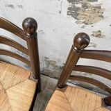 Straw chairs oak 1940s Dudouyt