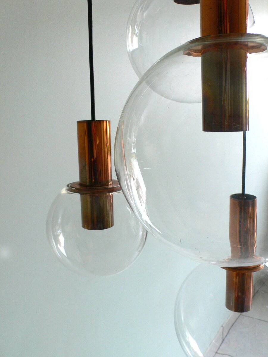 Large Copper & Glass Pendant Lamp from Raak, 1960s