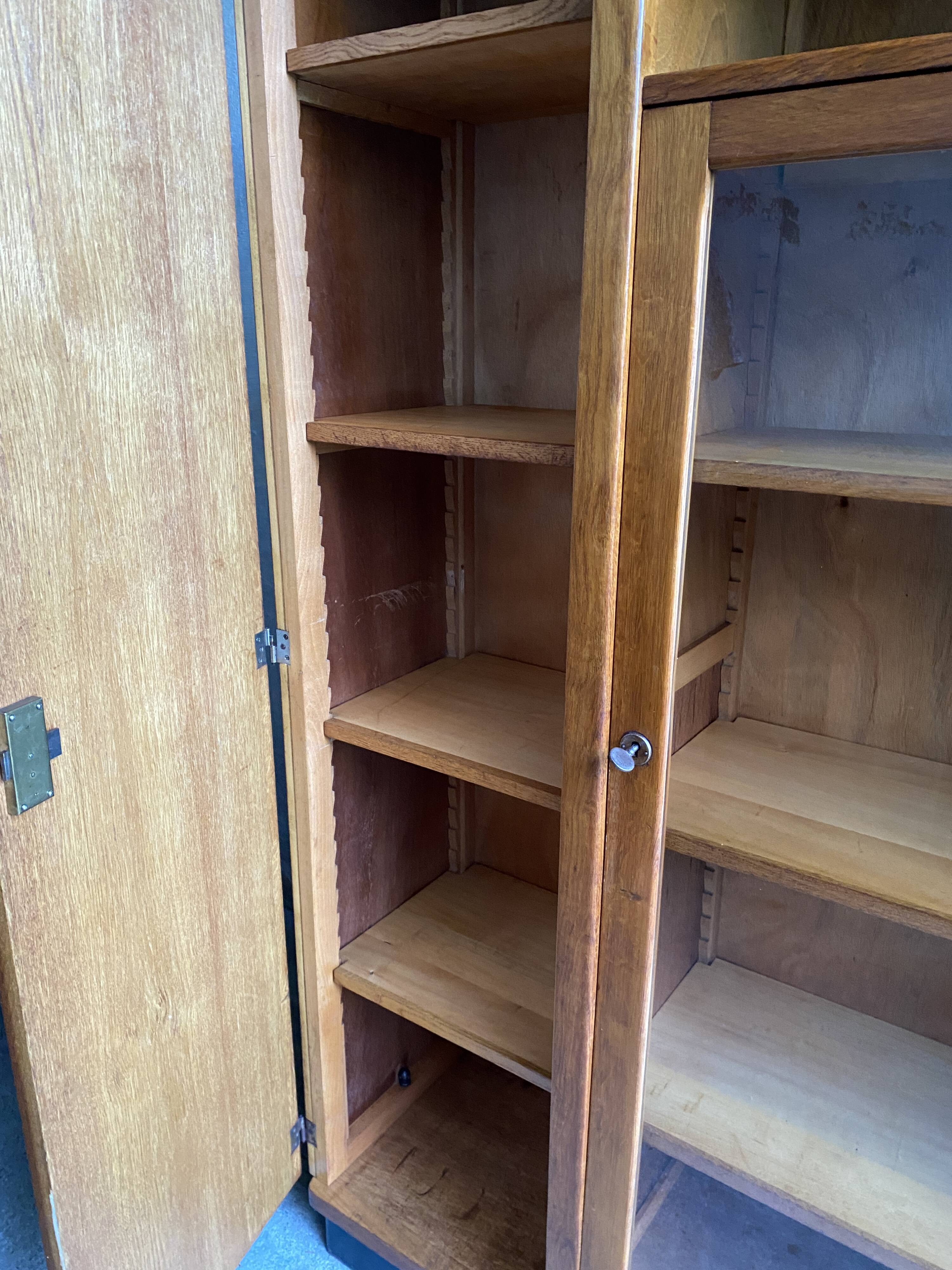 Library / Vintage solid wood sideboard – 3 doors with display cabinet