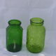 Lot of 2 vintage green glass jars 1970