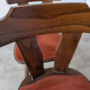 Vintage Tyrolean Dining Chairs: Set of 4, Red Fabric Seat, 1970s