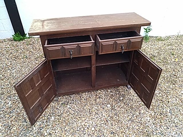 Low oak and wrought iron sideboard 18th/19th century