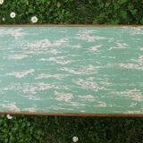 wooden stool on top skaï, vintage