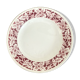 Round serving dish with burgundy red floral pattern