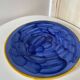 Large Vintage Blue Plate Greek Mediterranean Style - hand painted