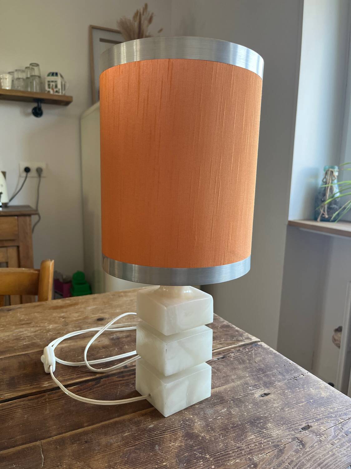 Art Deco marble bedside or living room lamp