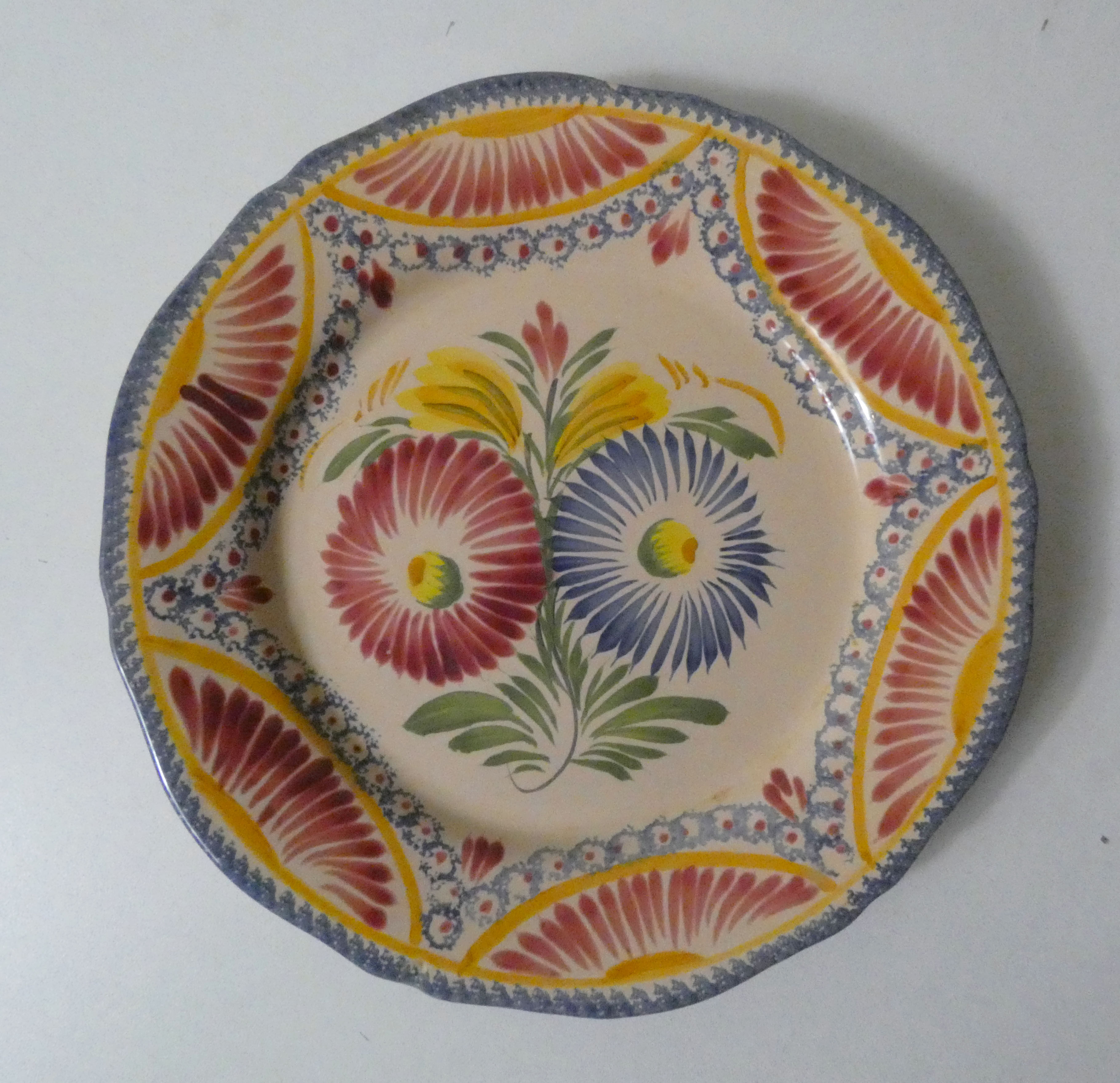 Henriot Quimper plate flat pink flowers