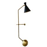Large Italian counterweight lamp in brass, 50s design