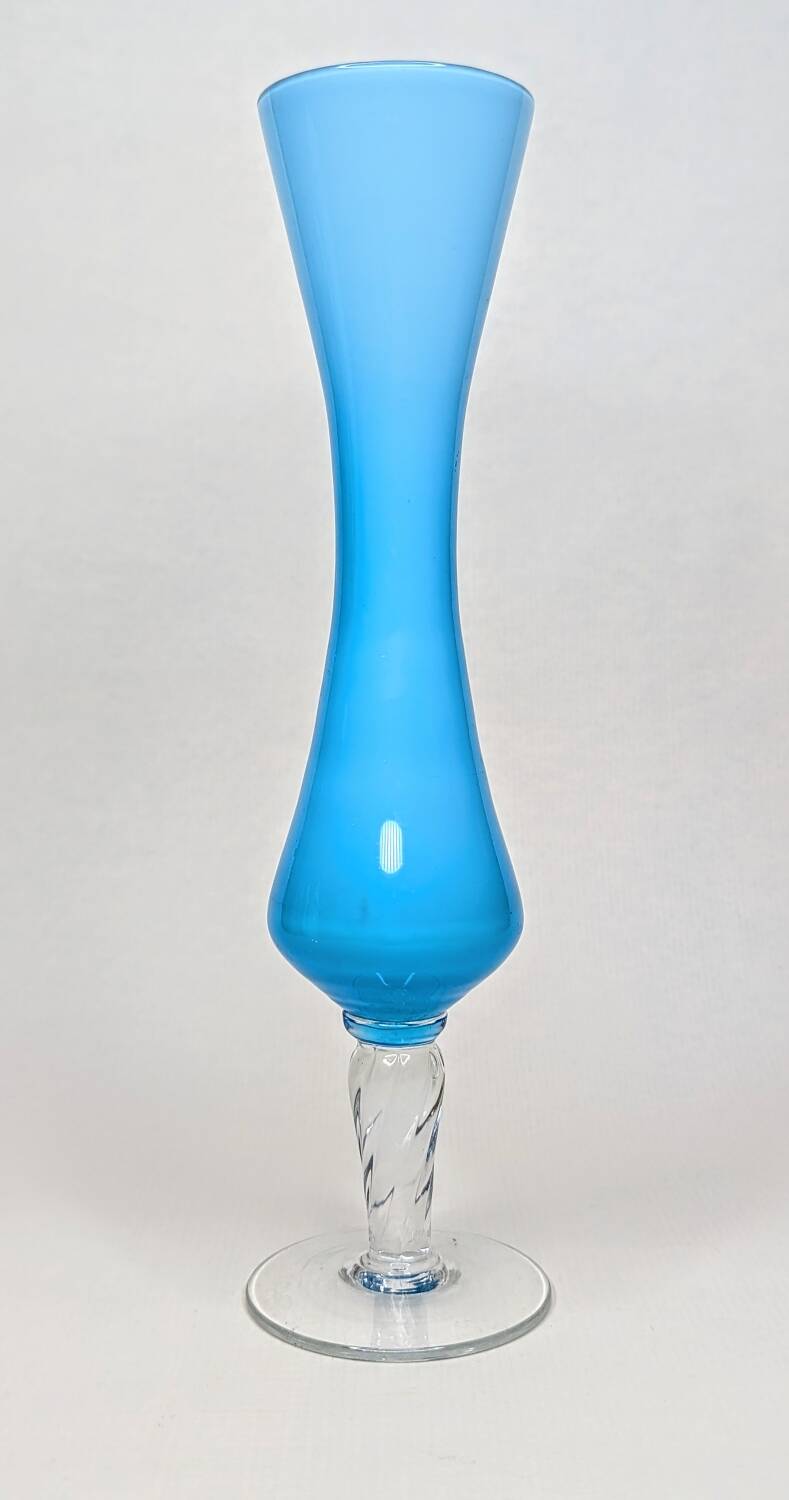 Vintage light blue and white opaline soliflore vase