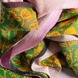 Kantha Sari Bedspread Purple & Green
