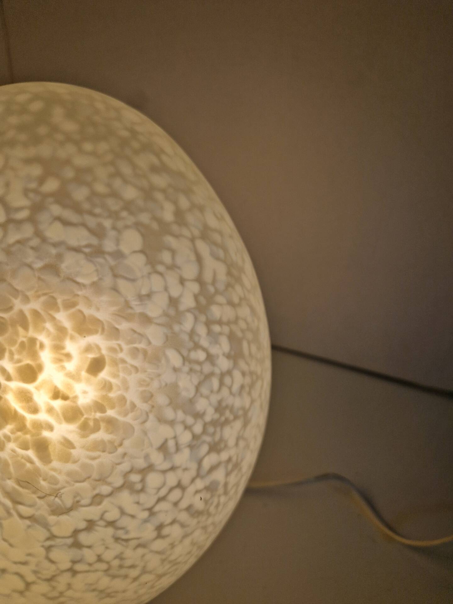 Lampe Oeuf Verre Moucheté  Blanc
