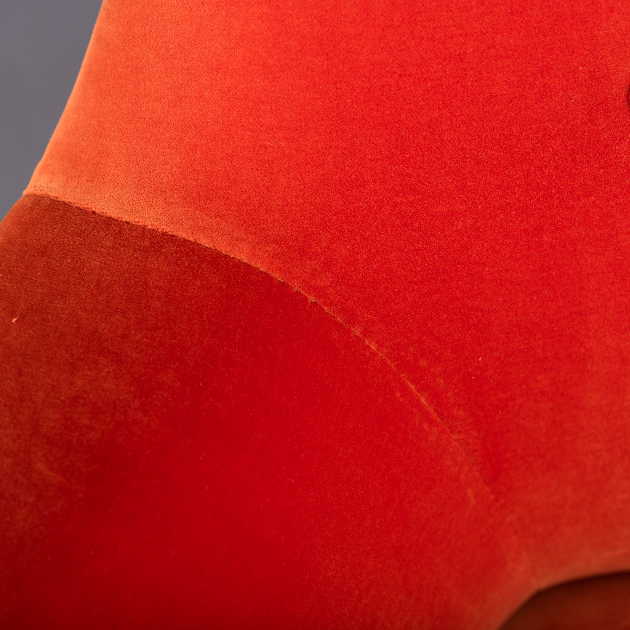 Reupholstered Midcentury Velvet Orange 3-Seat Sofa from CFC Silkeborg, 1960s