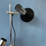 Vintage black mid-century floor lamp with two aluminium spots