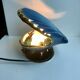 Petite lampe coquillage bleu et poissons signée vallauris années 1970