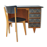 Bureau à casson avec chaise années 50/60