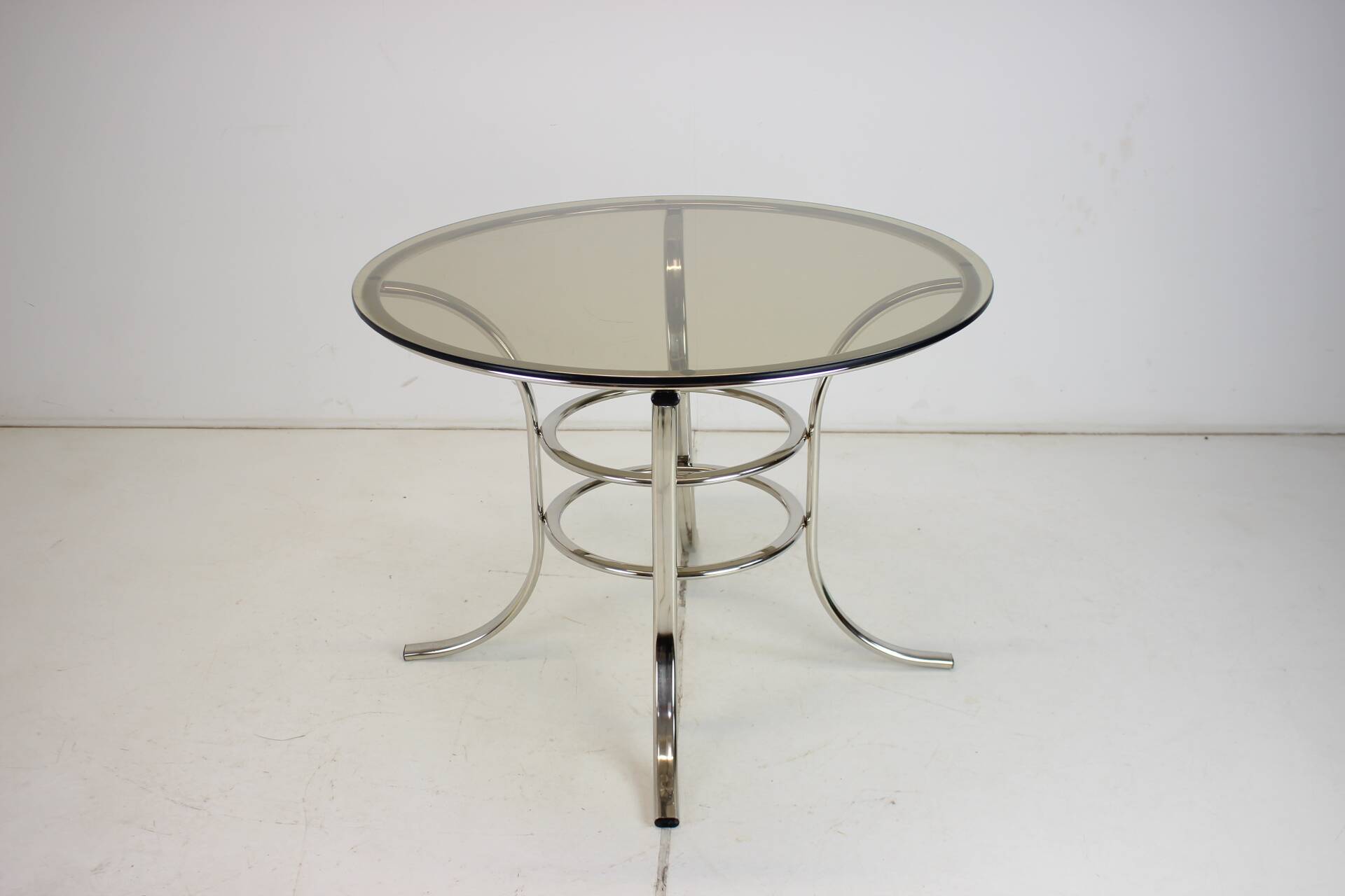 Midcentury Chrome and Glass Dining Table, Italy 1970s